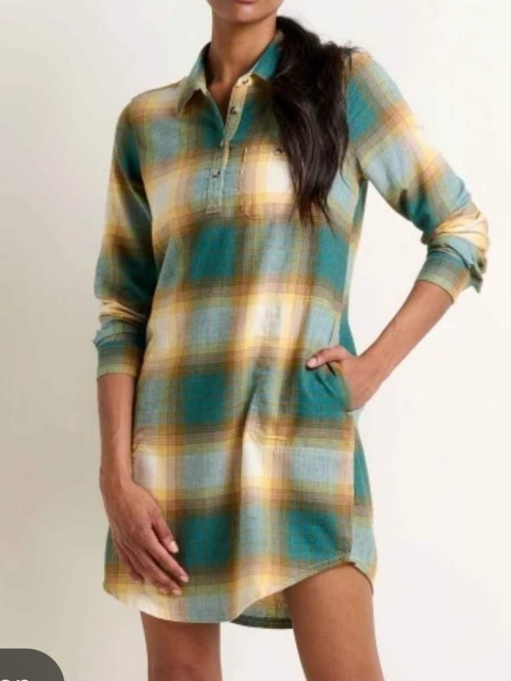 Toad & Co Form Popover Plaid Dress Long Sleeve